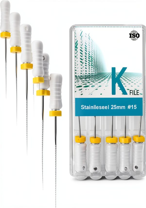 XUX K-File #15 Endodontic Stainless Steel Hand File 25mm White Taper-0
