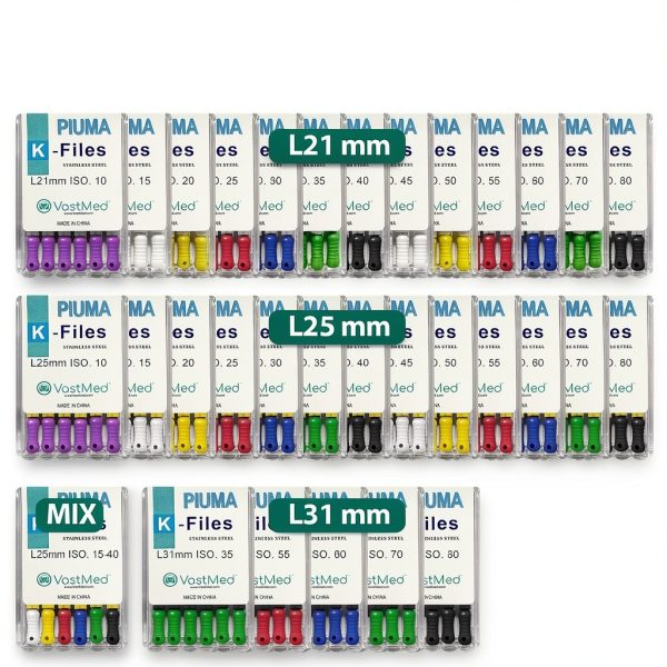 VASTMED Dental K-Files Root Canal Steel Size 15-40 Color Coded-6